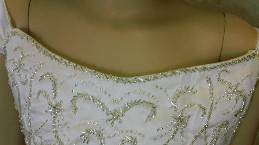 ivory bridal gown with pickup skirt